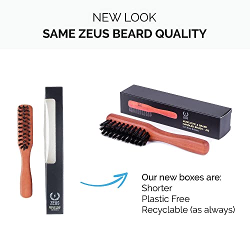 ZEUS Beard & Mustache Brush with Handle, Boar Bristle Brush for Untangling Beard Hairs – MADE IN GERMANY (SOFT BRISTLES) J92
