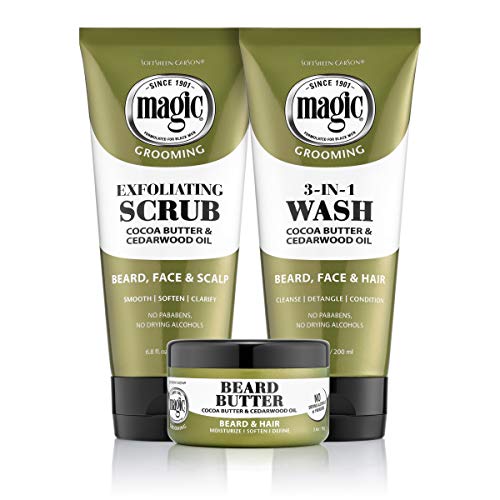 Softsheen-Carson Magic Beard Wash 3 in 1 Cleanses and Conditions for Face, Beard and Hair, with Cocoa and Shea Butters, 6.8 fl oz