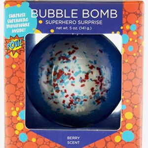 Superhero Bubble Bath Bomb for Kids with Surprise Superhero Toy Inside by Two Sisters. Large 99% Natural Fizzy in Gift Box. Moisturizes Dry Sensitive Skin. Releases Color, Scent, Bubbles