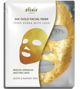 24k gold facial masks for women skin care anti aging – collagen moisturizing sheet mask for sensitive skin – brightening korean face mask – hydrating mask to reduce fine lines & wrinkles