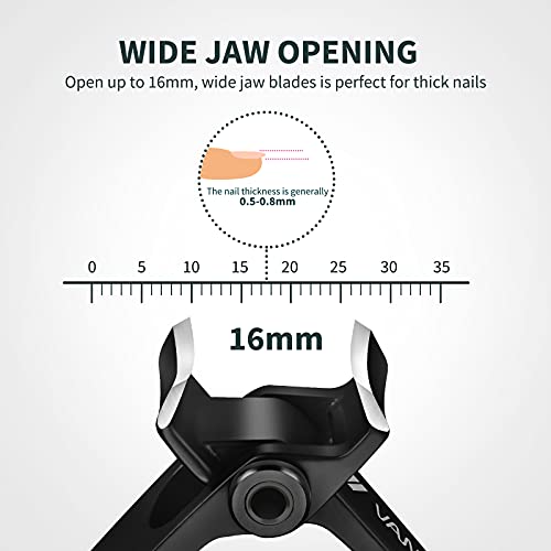 VANWIN Nail Clippers for Thick Nails, 16mm Wide Jaw Opening Oversized Toenail Clippers Cutter with Sharp Curved Blade and Nail File, Heavy Duty Stainless Steel Fingernail Clippers for Seniors Elderly