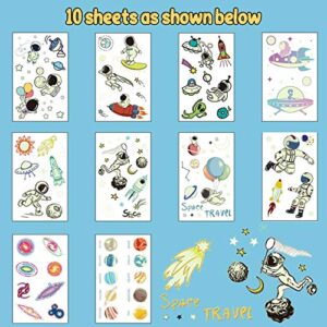 Space Party Supplies, Solar System Luminous Temporary Tattoos for Boys, Space Glow Birthday Party Decorations Favors for Kids, Space Fake Tattoos Stocking Stuffers Accessories (10 Sheets)