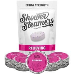 fuzzifizz shower steamers aromatherapy essential oil scented shower bombs | bath shower tablets | spa shower steamer pods | stress relief self care gifts for women, relieving bath vapor (pack of 8)