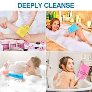 10 Pieces Korean Exfoliating Washcloth Mitt Asian Exfoliating Bath Body Scrub Mitt Italy Towel Double Sided Exfoliating Cloth Gloves Dead Skin Japanese Spa Wash Cloth (Mix Color)