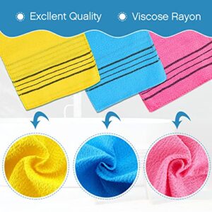 10 Pieces Korean Exfoliating Washcloth Mitt Asian Exfoliating Bath Body Scrub Mitt Italy Towel Double Sided Exfoliating Cloth Gloves Dead Skin Japanese Spa Wash Cloth (Mix Color)