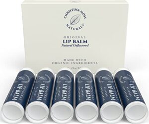 unflavored lip balm for dry cracked lips – organic beeswax lip moisturizer – lip repair for severely chapped lips – hydrating moisturizing lip care products – 6 pack bulk set for kids, women, men