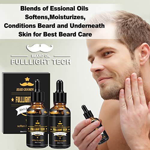 2 Pack Beard Oil for Men Growth 100% Natural Argan Oil,Jojoba Oil Leave in Conditioner Softener for Mustache Grooming Moisturizing