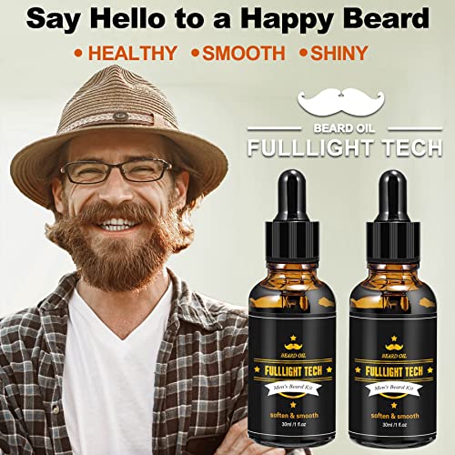 2 Pack Beard Oil for Men Growth 100% Natural Argan Oil,Jojoba Oil Leave in Conditioner Softener for Mustache Grooming Moisturizing