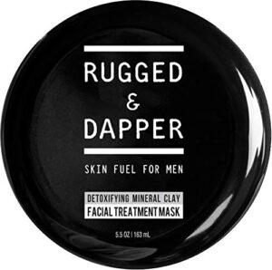 rugged & dapper detox mineral clay facial mask | natural acne & age defense treatment for men- 5.5 oz