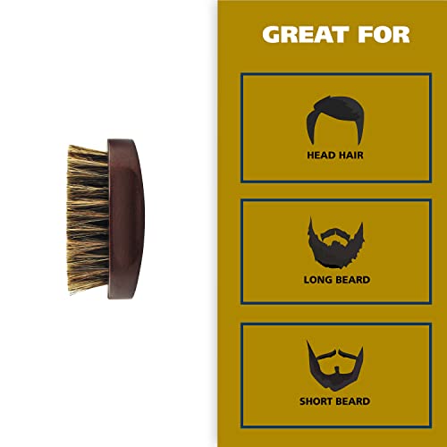 Wahl Small Travel Beard Brush with 100% Boar Bristles with Firm Natural Hair for Grooming & Styling – Wood Handle for Beards, Mustaches, Skin & Hair Care – Model 3346