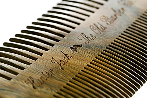 Beard Comb Kit for Men - Great for Head Hair, Beard Grooming & Mustache - Sandalwood Handmade Premium Wood - Fine Dual Action Teeth - Beard Care Kit for Men, Gift "Hunter Jack" PU Leather Case