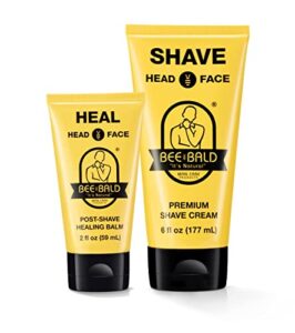 bee bald heal post shave healing balm & bee bald shave premium shave cream bundled together for less!