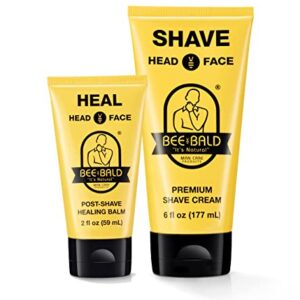 Bee Bald HEAL Post Shave Healing Balm & Bee Bald SHAVE Premium Shave Cream Bundled Together For Less!