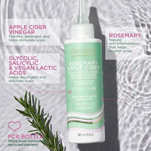 Pacifica Beauty | Rosemary Apple Cider Scalp Detox Tonic + Clarifying Shampoo Scalp Massage Brush | Remove Dirt, Product Buildup and Oil | for Irritated Scalp | Soft Silicone Bristles | Cruelty Free