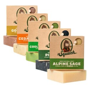 dr. squatch all natural bar soap for men, 5 bar variety pack – aloe, cedar citrus, gold moss, pine tar and alpine sage