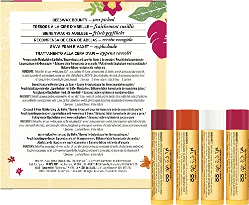 Burt's Bees Gifts, 4 Lip Balm Products, Just Picked Set - Pomegranate, Sweet Mandarin, Coconut Pear & Watermelon (4 Pack)