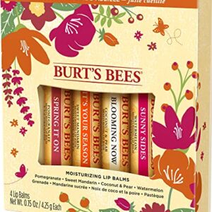 Burt's Bees Gifts, 4 Lip Balm Products, Just Picked Set - Pomegranate, Sweet Mandarin, Coconut Pear & Watermelon (4 Pack)