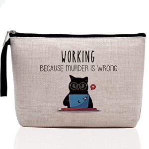 employee appreciation gifts, coworker gifts for women, office gifts for women, funny office gifts, unique humor novelty sarcasm travel makeup bag for women girl her female colleague friends