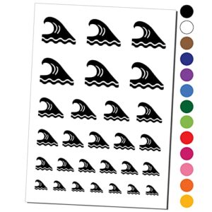 Ocean Surf Wave Beach Temporary Tattoo Water Resistant Fake Body Art Set Collection - Black (One Sheet)