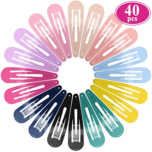 Snap Hair Clips for Women Girls, Funtopia 40 Pcs 7cm / 2.8 Inch Long No Slip Metal Hair Clips Snap Hair Barrettes Hairpins for Thick Hair (Mixed color)