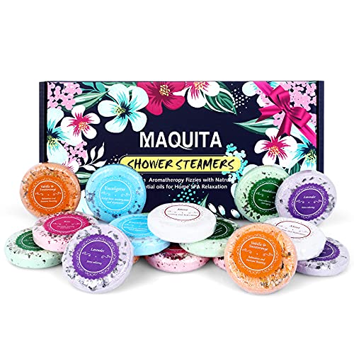 MAQUITA 16Pcs Shower Steamers and Shower Bath Bombs Tables with SPA Aromatherapy Stress Relif Relaxing Gift for Women Girls Great Mothers Day Birthday Christmas Gifts