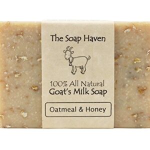 Oatmeal Soap - Pack of 4 Oatmeal & Honey, Goat Milk Soap Bars. All Natural, Unscented Soap - Wonderful for Sensitive Skin and Suitable for All Skin Types. SLS Free, NO Parabens. Handmade in USA.