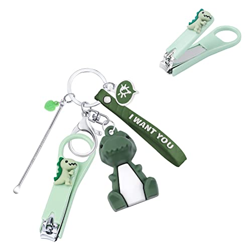 Dinosaur Nail Clippers Ultra Sharp Sturdy Nail Cutters with Ear Pick Dinosaur Keychain Set Gift-Dinosaur