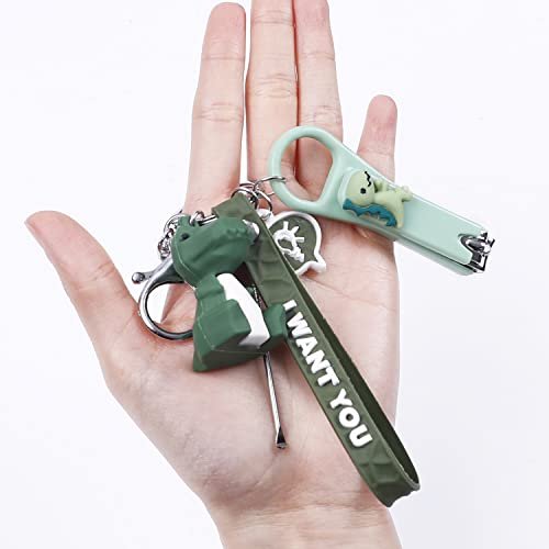 Dinosaur Nail Clippers Ultra Sharp Sturdy Nail Cutters with Ear Pick Dinosaur Keychain Set Gift-Dinosaur