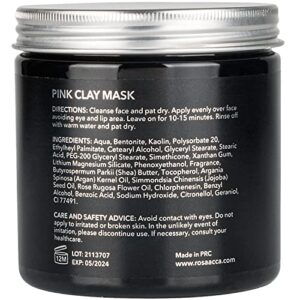 Pink Clay Mud Mask, with Bentonite Kaolin Pink Clay & Rose Extracts, Moisturizing & Anti Aging, Pores Minimizers, Skincare for Women & Men, All Skins, With Face Mask Brush, 500ml 16.9 fl.oz