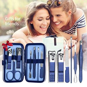 LCPCX Nail clippers set,Pedicure kit,manicure, travel kit for women,mens gifts,7-piece set,blue