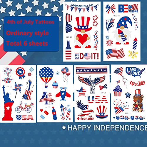 Ooopsiun 4th of July Temporary Tattoos - 11 Sheets Patriotic Temporary Tattoos American Flag Independence Day Tattoos