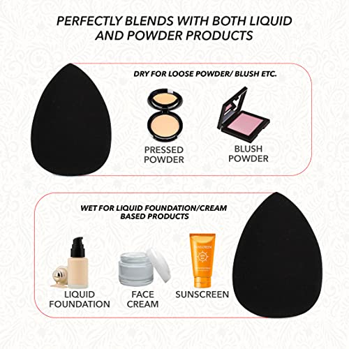 ForPro Expert Beauty Sponge Blender, Premium Makeup Sponge, Latex-Free, 100% Vegan & Cruelty-Free, Black