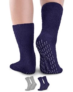 pembrook moisturizing spa socks aloe infused | 2-pair | fuzzy non skid gel sleeping socks