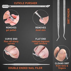 TIP2TOES 10 Pcs Ingrown Toenail Clippers for Seniors Thick Toenails- Heavy Duty Podiatrist Toe Nail Cutter for Men, Professional, and Adults- Easy Grip Handle Stainless Steel Sharp Curved Grooming Kit