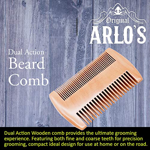 Arlo's 5-PC Mens Premium Beard Grooming Kit w/ Tea Tree Beard Oil 2.5oz -Beard Oil, Beard Brush, Beard Comb, Beard Scissors & Carry Bag