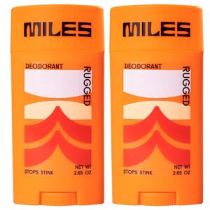 miles – deodorant for teens, tweens, & kids – no aluminum, odor-neutralizing technology, kid friendly – rugged scent – 2-pack