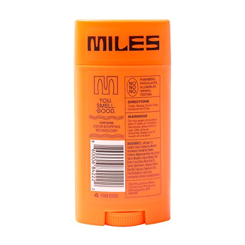 Miles - Deodorant for Teens, Tweens, & Kids - No Aluminum, Odor-Neutralizing Technology, Kid Friendly - Rugged Scent - 2-Pack