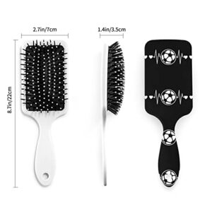 I Love Soccer Hair Brush For Wet & Dry Hair Air Cushion Comb Detangling Brush Massage Scalp Hairbrush For All Hair Types - For Women, Girls, Men