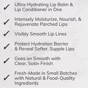 Ultra-Hydrating Lip Treatment, 100% Natural Lip Balm, Lip Moisturizer + Conditioner-in-1, Hydrate, Nourish, Soften, Smooth Lines, Rejuvenate Dry Lips, Freshly-Made with Food-Quality Ingredients, Ultra-Premium Aluminum Tube, for Women + Men, Pack of 2