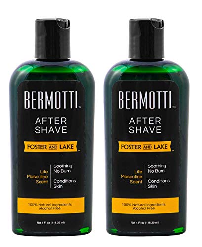 Foster and Lake - BERMOTTI After Shave, 2 Pack - 4 oz- No Burn & All Natural Soothing Skin Moisturizer