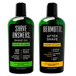 Foster and Lake - BERMOTTI After Shave, 2 Pack - 4 oz- No Burn & All Natural Soothing Skin Moisturizer