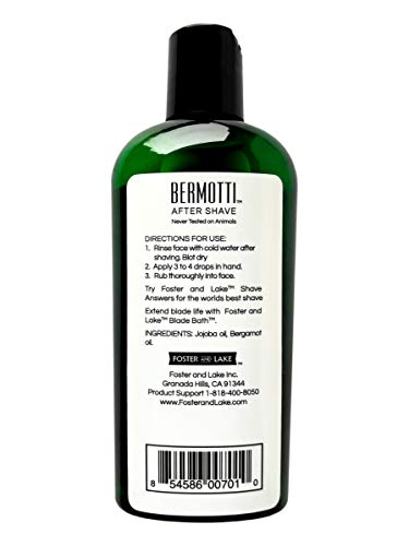 Foster and Lake - BERMOTTI After Shave, 2 Pack - 4 oz- No Burn & All Natural Soothing Skin Moisturizer