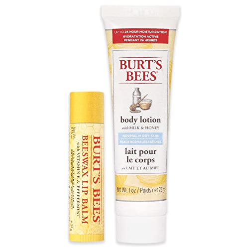 Burts Bees Hive Favorites Kit - Beeswax Unisex 2021-0.15oz Beeswax Lip Balm, 1.0oz Body Lotion with Milk and Honey, 2 Piece set