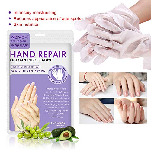 Hand Peel Mask 5 Pack, Moisturizing Gloves, Exfoliating Hand Peeling Mask, Hand Mask, Moisture Enhancing Gloves for Dry Hands, Repair Rough Skin Remove Dead Skin for Women or Men