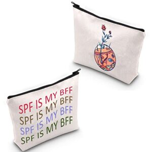 dermatologist cosmetic bag dermatology student graduation gift spf is my bff makeup zipper pouch for skin doctor dermatology nurse (spf)