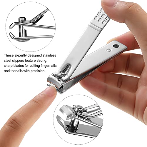 50 Pieces Nail Clipper Set Fingernails and Toenail Clipper Stainless Steel Nail Cutter for Women Men Thick Nails, Black and Silver