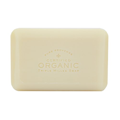 Pure Provence Certified Organic Triple Milled Unscented Soap | Shea Butter | Sensitive Skin | Extra-Gentle Luxury Full Size Bar | Made in France | 5.3oz (150g) Soaps (3 Bars)