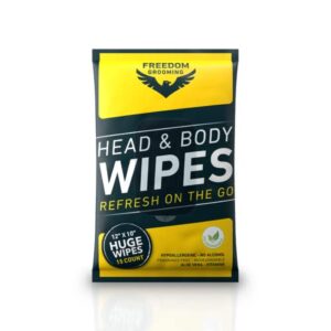 head & body wipes – freedom grooming now freebird – refreshing bald head, body & facial wipes for men, cleansing, natural gentle unscented adult wipes, 15 count