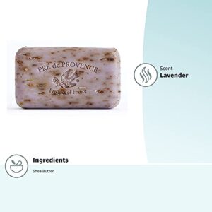 Pre de Provence Artisanal French Moisturizing Soap Bar, Shea Butter Enriched, Quad Milled for Long Lasting Rich Smooth Lather, 5.3 Ounce, Lavender