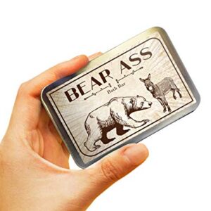 Bear Ass Bath Bar - Funny Vintage Bear and Donkey Design - Novelty Bath Soap for Men - Coffee Soap, Handcrafted, Made in the USA, Contains Real Ground Coffee